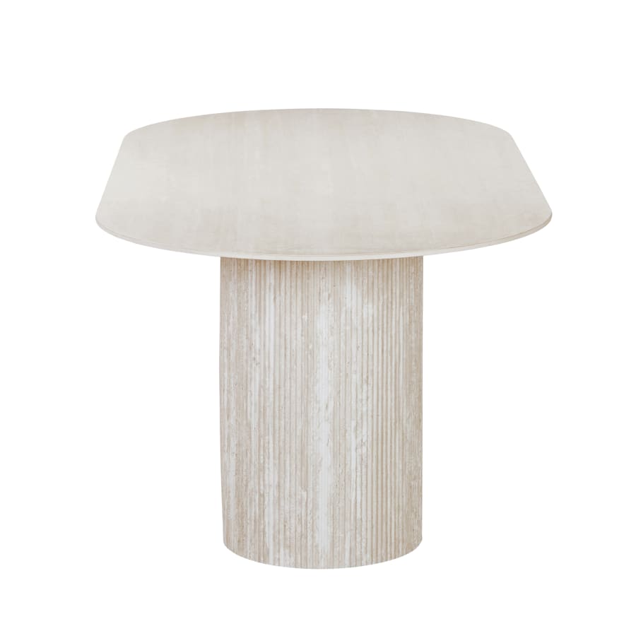 Table &agrave; manger ovale en c&eacute;ramique beige 180 cm